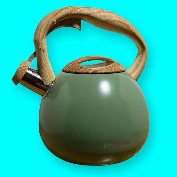 Poliviar Whistling Tea Kettle 2.7 Qt. Wooden Handle Stainless Steel Green - Picture 10 of 10